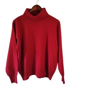 VTG Prophecy Red Wool Blend Cowlneck Sweater Sz L Retro Old Money Cabincore USA
